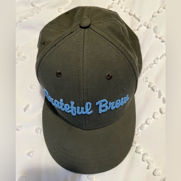 Grateful Brew SnapBack Baseball Hat - Gray With Blue Embroidered Letters - Picture 3 of 11